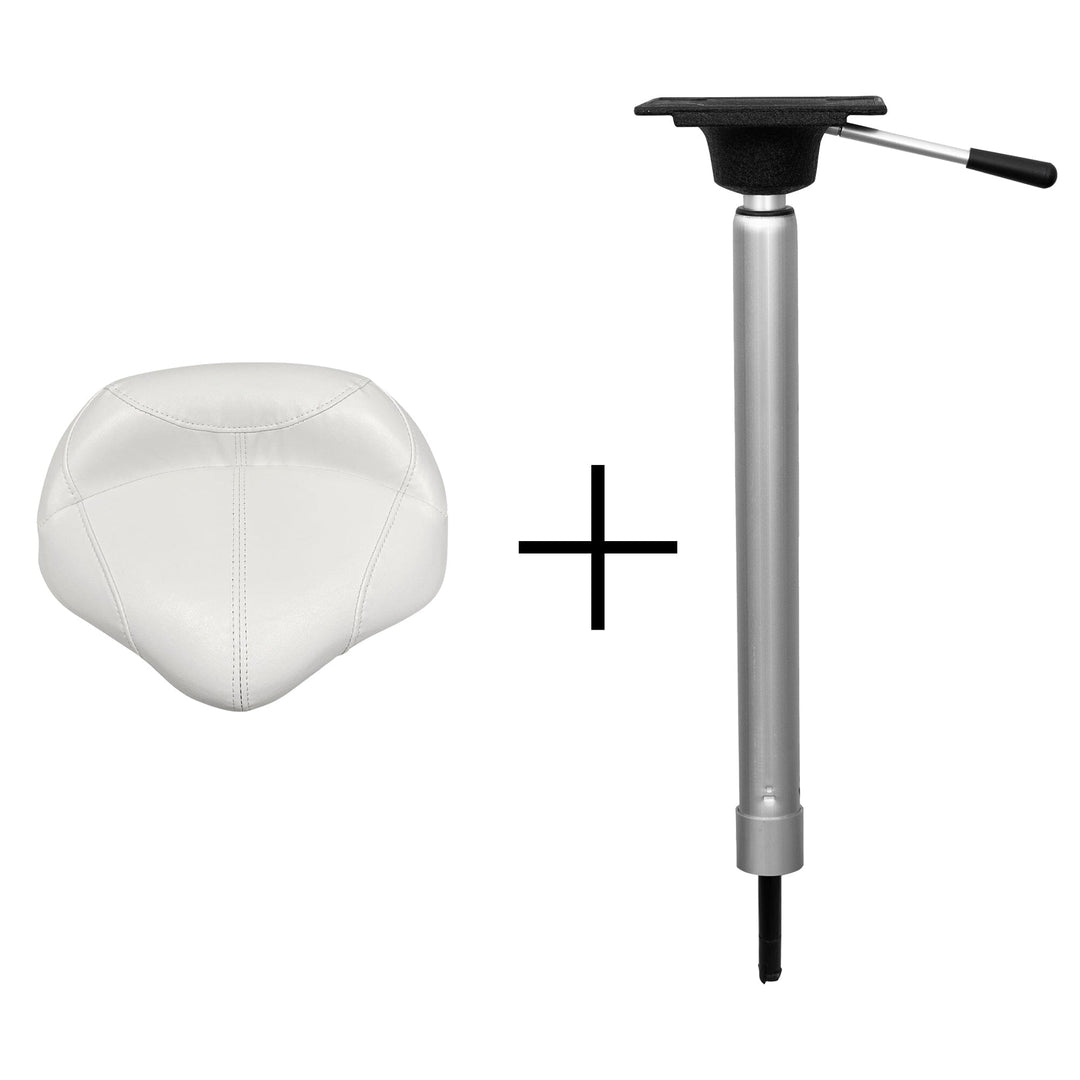 Wise 1466 Casting Seat + 8WD2002 Air Powered Adjustable Kingpin Pedestal Bundle Bundle Boatseats Brite White 