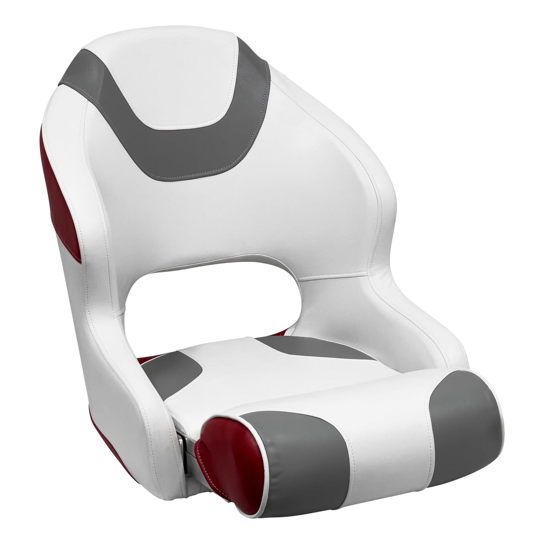 Wise 3315 Baja Series Bucket Seat w/ Flip Up Bolster Bucket Seats Boatseats Brite White • Grey • Dark Red 