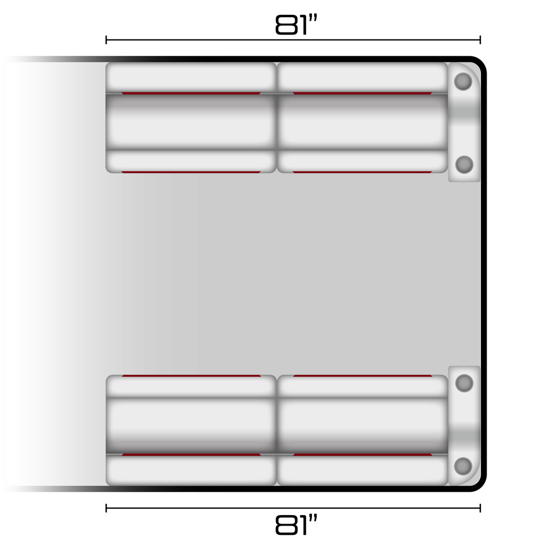 Wise DLX Series Pontoon - 37" Bench w/ Double Arm Rests Package Boatseats White • Crimson Red 