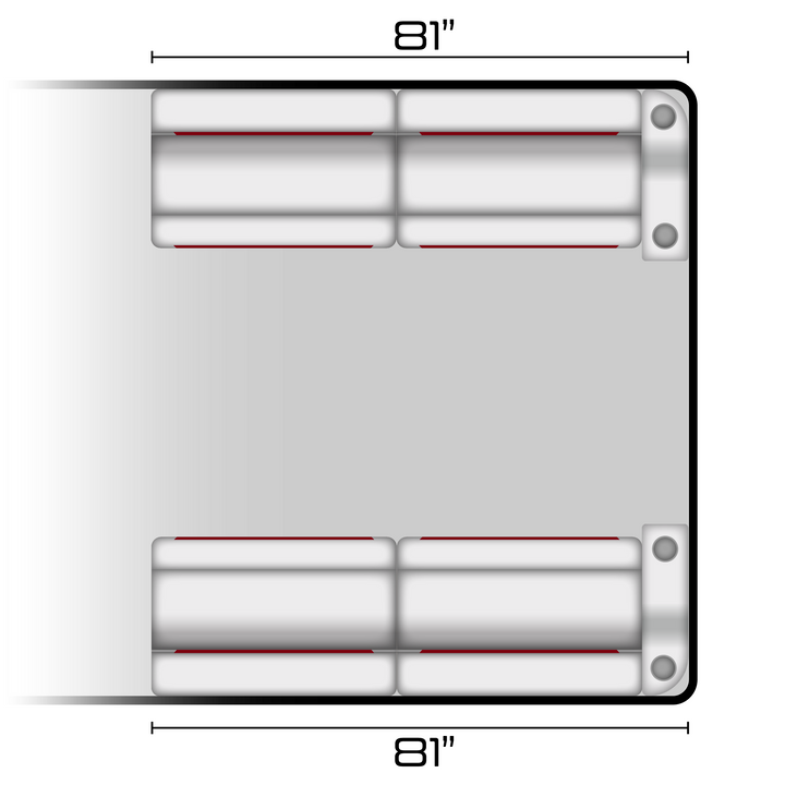 Wise DLX Series Pontoon - 37" Bench w/ Double Arm Rests Package Boatseats White • Crimson Red 