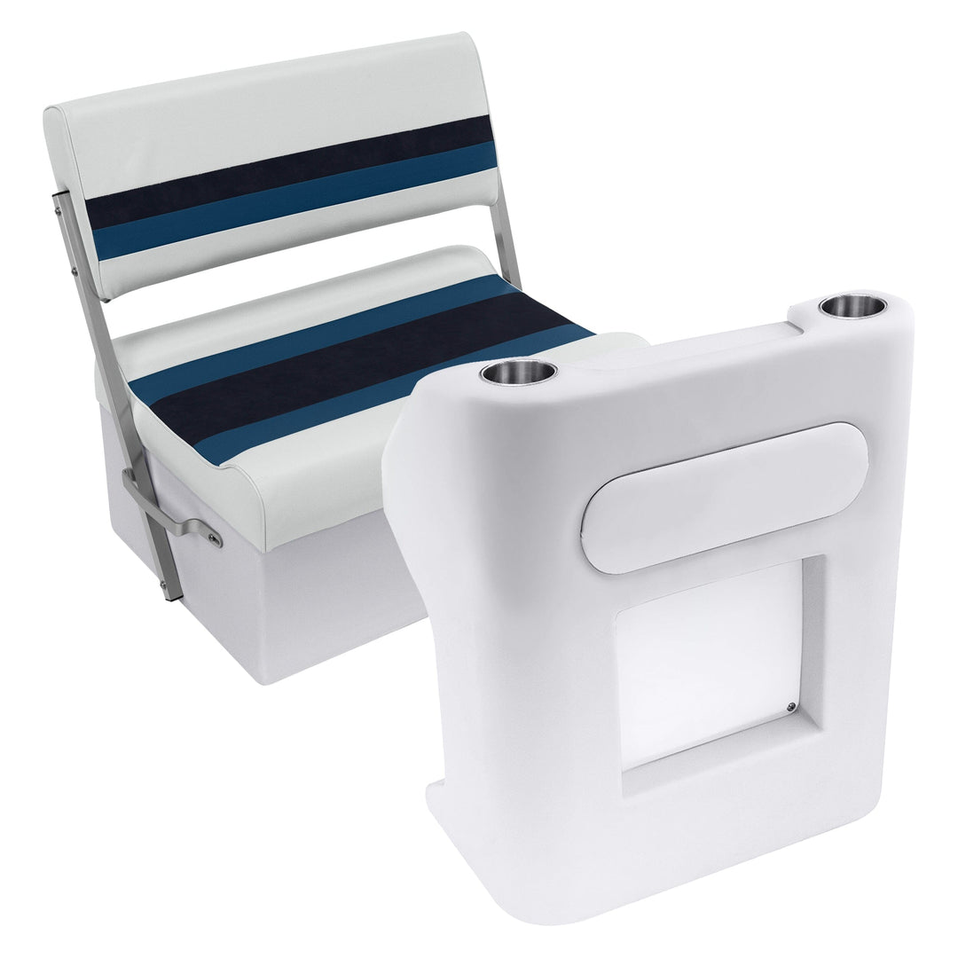 Wise Deluxe Series Pontoon - Console w/ Flip Flop Package Boatseats White • Navy • Blue 