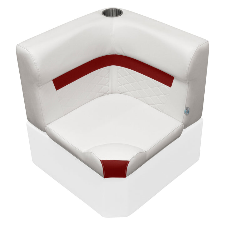 Wise DLX133 - DLX Series Pontoon Corner Cushion Set DLX Pontoon Boatseats White • Crimson Red 