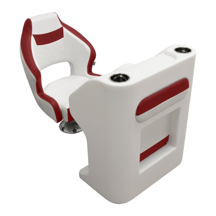 Wise DLX Series Pontoon - Console w/ Bucket Seat Package Boatseats White • Crimson Red 