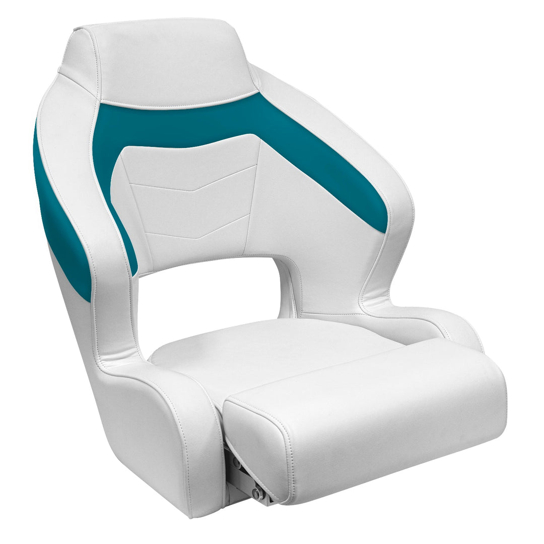 Wise 3338 Baja XL Bucket Seat w/ Flip Up Bolster Bucket Seats Wise Marine Brite White • Teal 