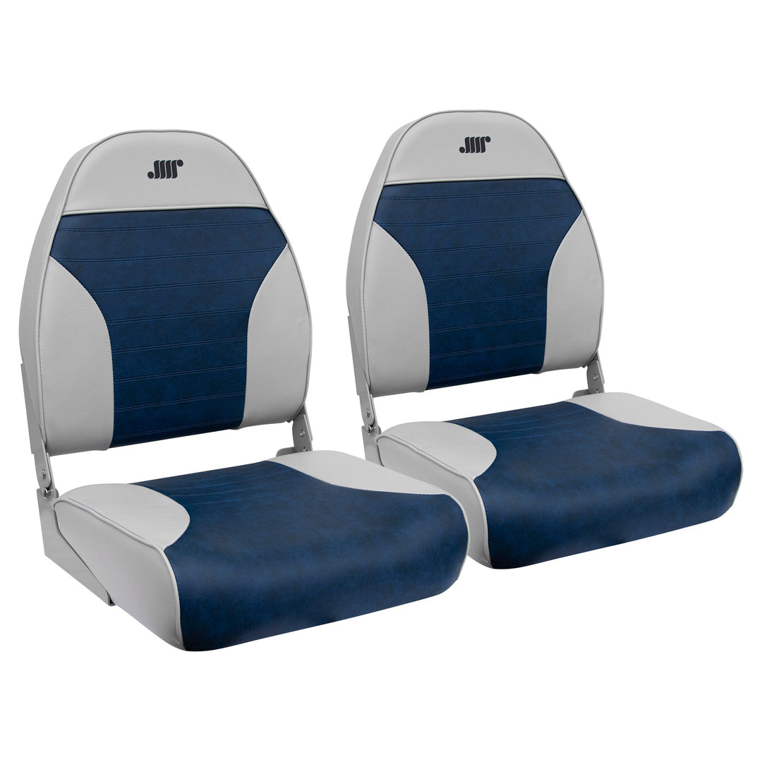 Wise 8WD588PLS Traditional High Back Fishing Seat - Double Pack Bundle Wise Marine Grey • Navy 